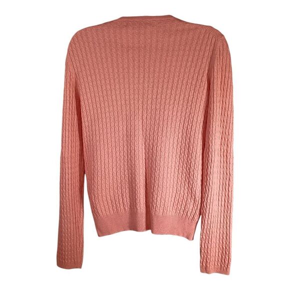 Brooks Brothers Silk Cashmere Sweater Cable Knit Salmon Pink Womens Small - Picture 4 of 6